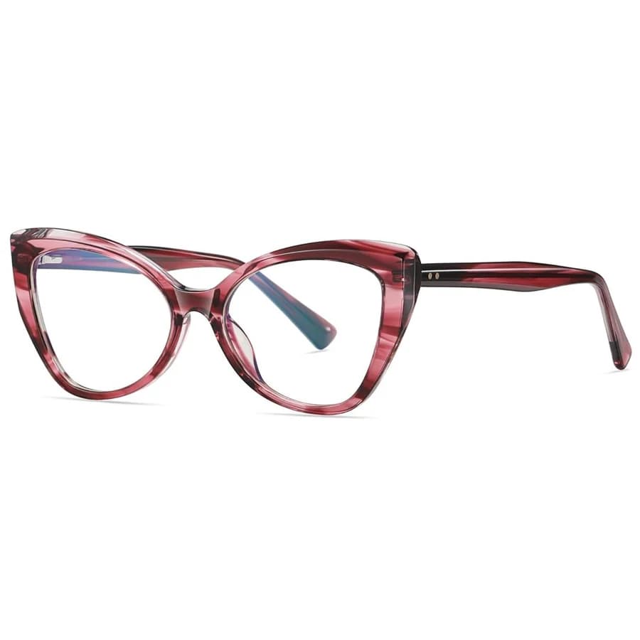 Burgundy cat-eye frames